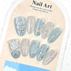 Press-On Nails Floral Embossed Quick Application & Long-Lasting