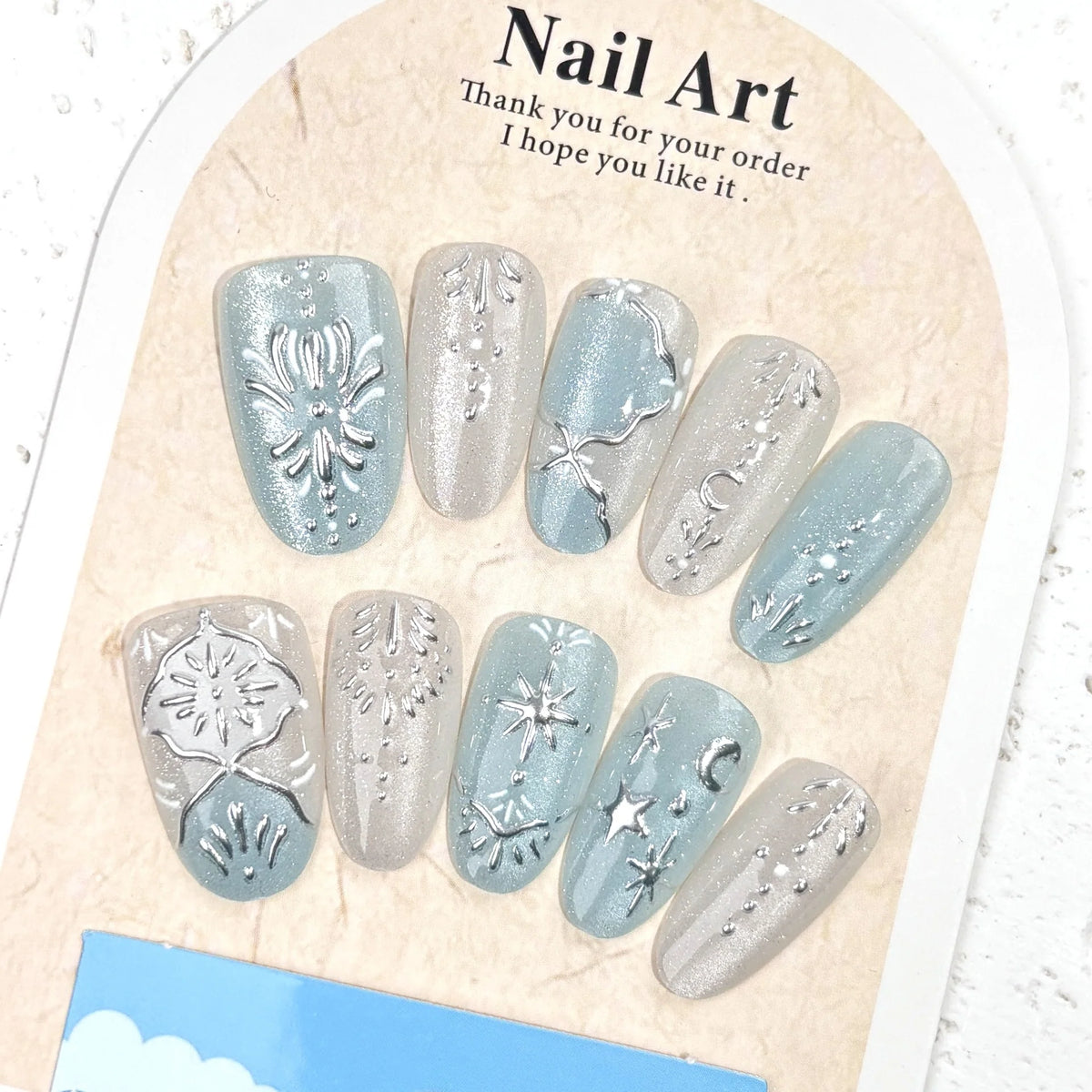 Press-On Nails Floral Embossed Quick Application & Long-Lasting