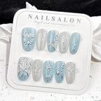 Press-On Nails Floral Embossed Quick Application & Long-Lasting