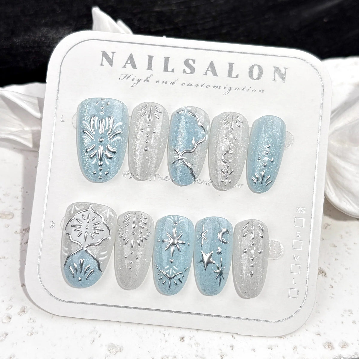 Press-On Nails Floral Embossed Quick Application & Long-Lasting