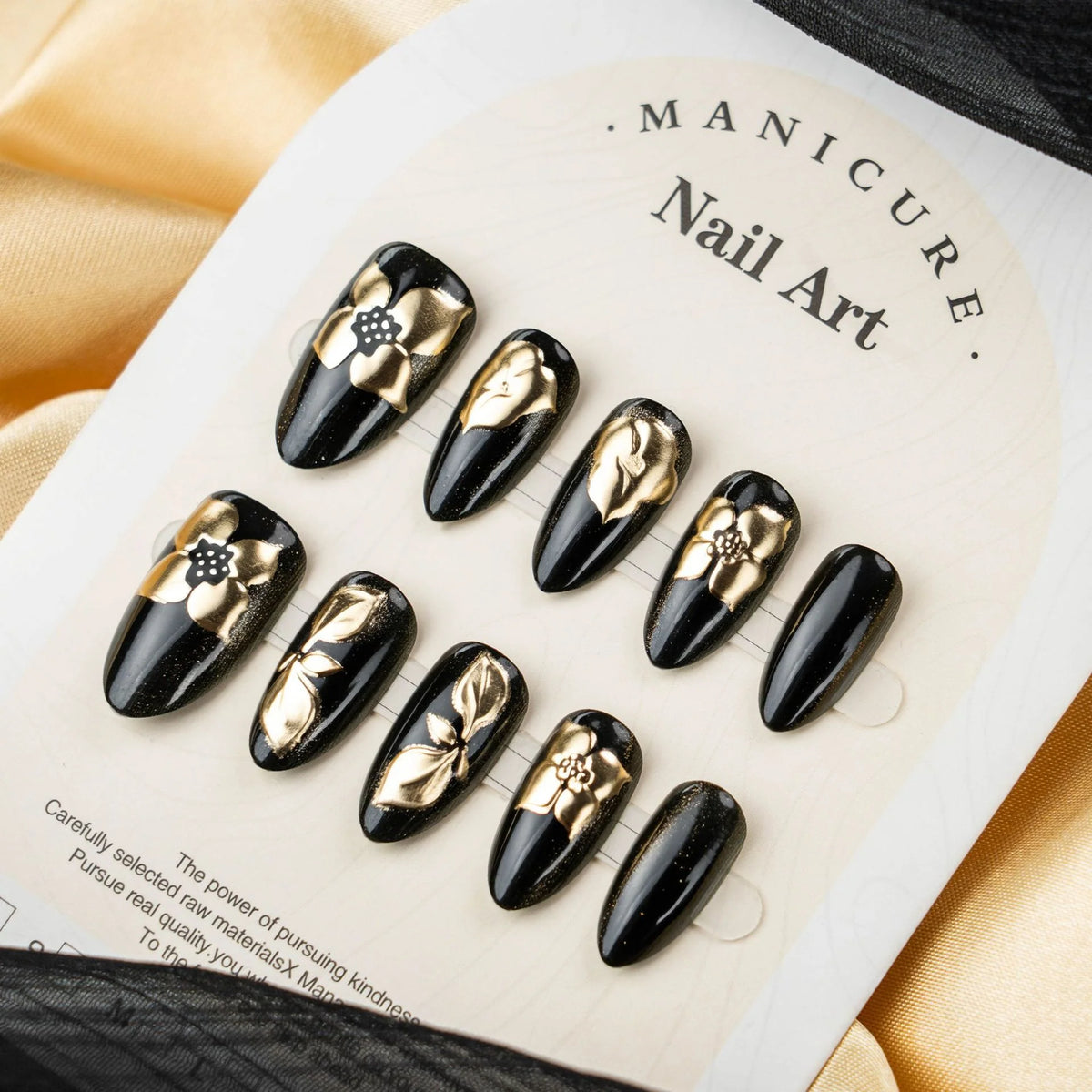 Press-On Nails Floral-Embossed Reusable & Easy Application