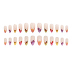 Press-On Nails Floral French Design Reusable & Chip-Resistant