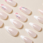 Press-On Nails Floral French Design Reusable & Chip-Resistant
