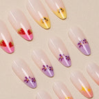 Press-On Nails Floral French Design Reusable & Chip-Resistant