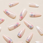 Press-On Nails Floral French Design Reusable & Chip-Resistant