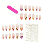 Press-On Nails Floral French Design Reusable & Chip-Resistant