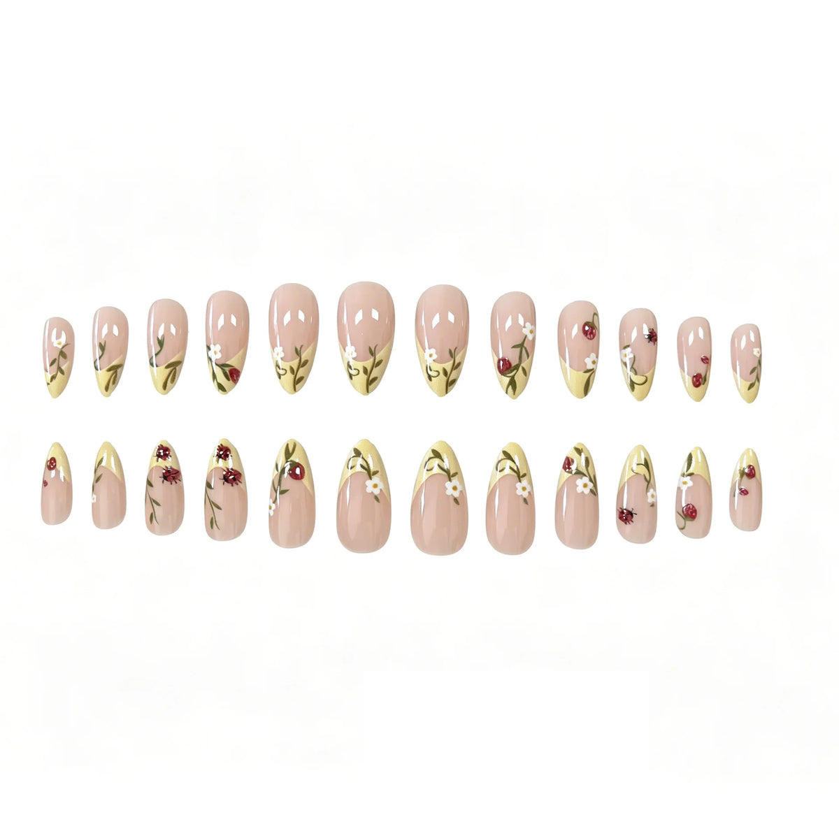 Press-On Nails Floral French Tip Acrylic 24-Piece