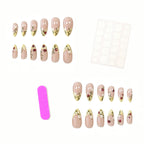 Press-On Nails Floral French Tip Acrylic 24-Piece