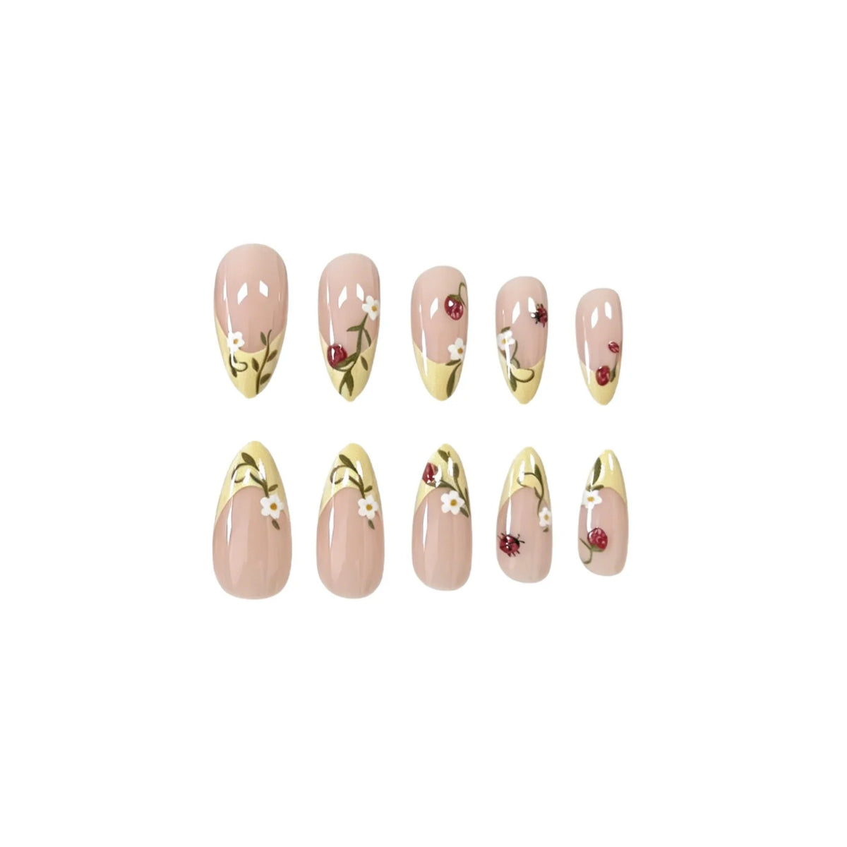 Press-On Nails Floral French Tip Acrylic 24-Piece