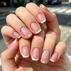 Press-On Nails Floral French Tip Chip-Resistant Set of 24