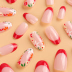 Press-On Nails Floral French Tip Gel Finish