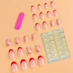 Press-On Nails Floral French Tip Gel Finish