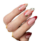 Press-On Nails Floral French Tip Gel Finish