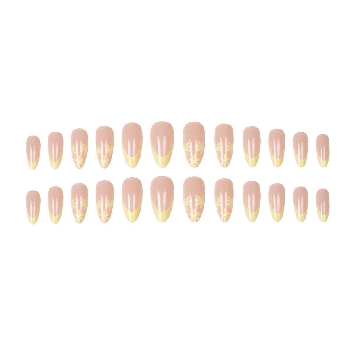 Press-On Nails Floral & French Tip Multiple Sizes