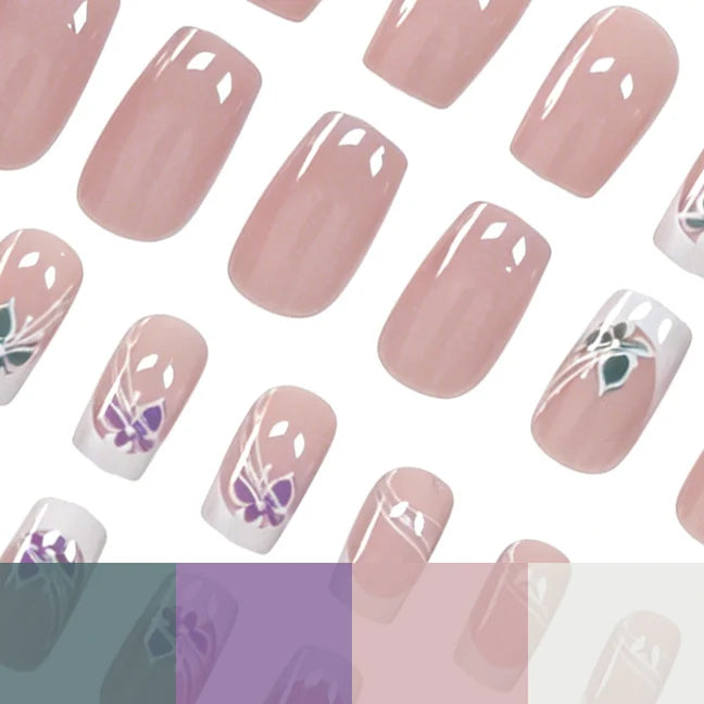 Press-On Nails Floral French Tip Set of 24