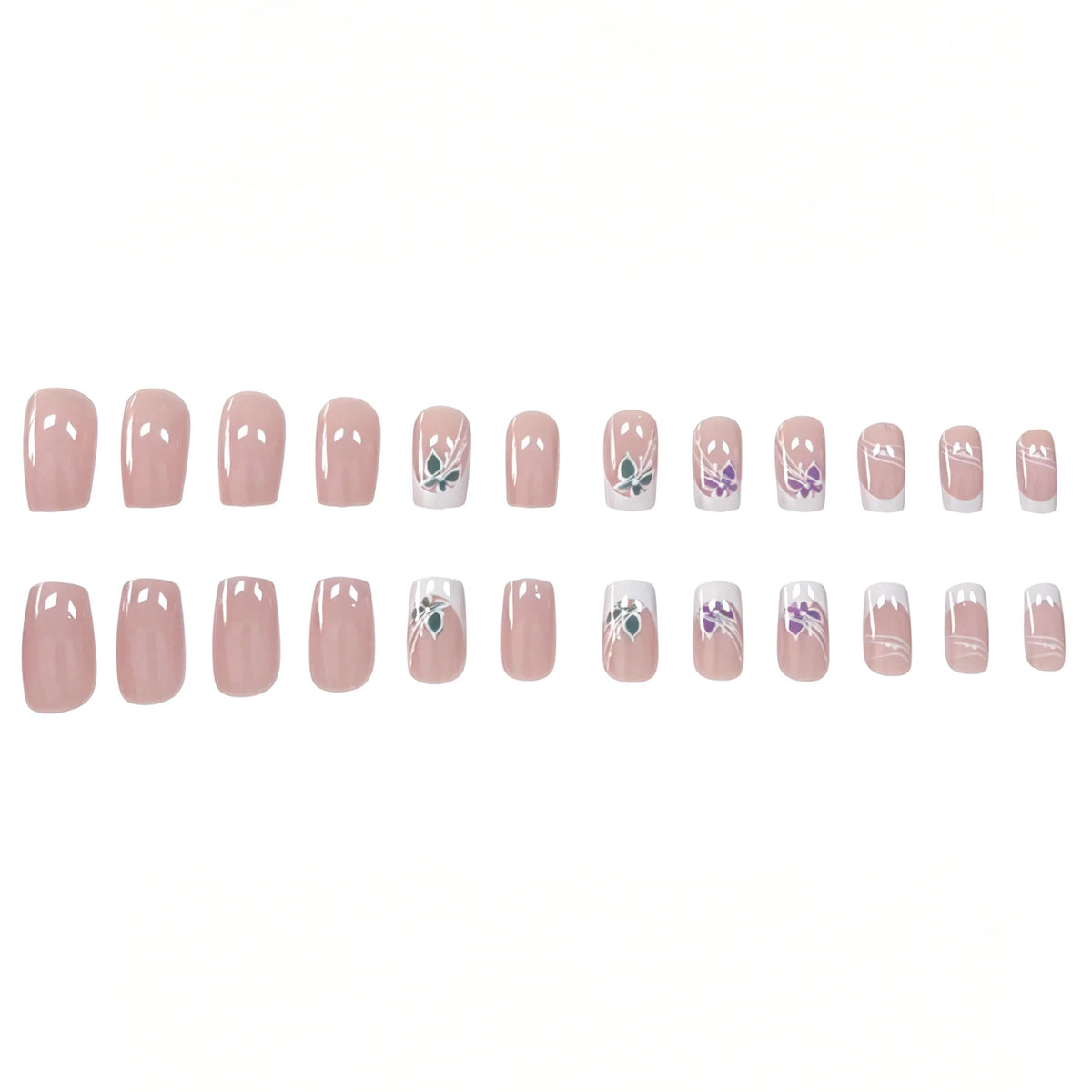 Press-On Nails Floral French Tip Set of 24