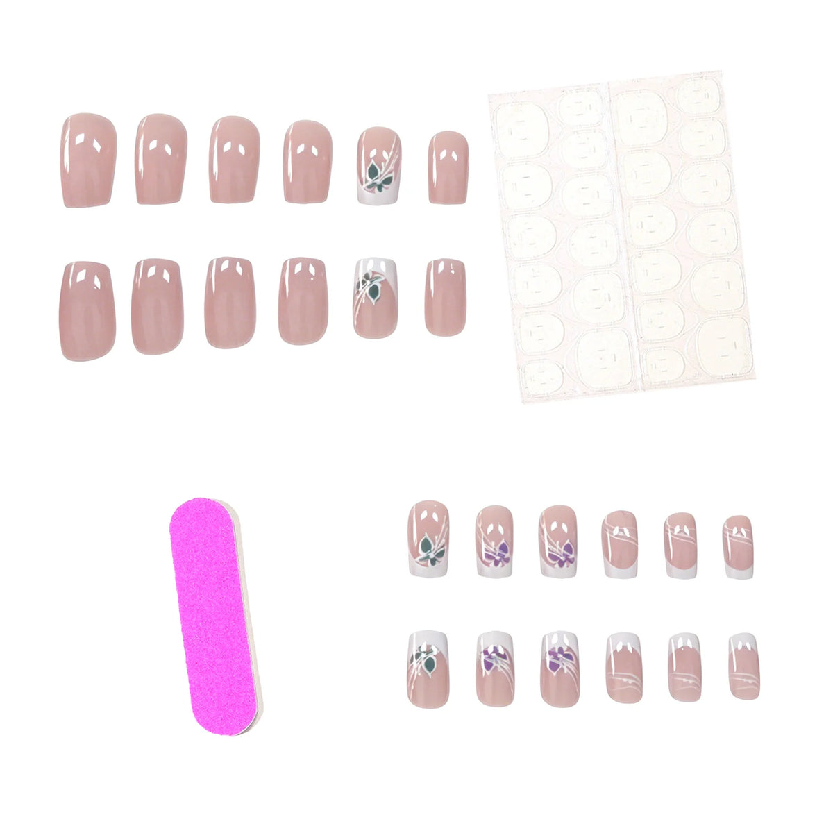 Press-On Nails Floral French Tip Set of 24
