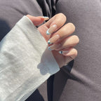 Press-On Nails Floral French Tips Reusable