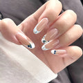 Press-On Nails Floral French Tips Reusable