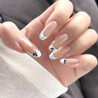 Press-On Nails Floral French Tips Reusable
