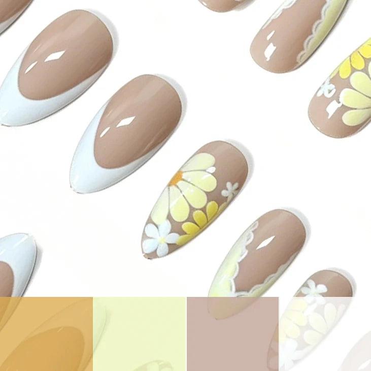 Press-On Nails Floral French Tips Set of 24