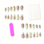 Press-On Nails Floral French Tips Set of 24