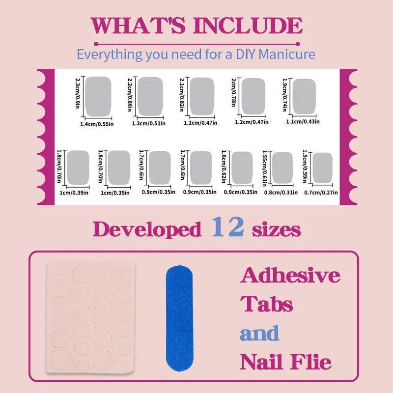 Press-On Nails Floral & Fruit 24-Piece With Adhesive Pads