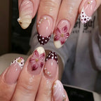Press-On Nails Floral Gel & Gold Accents No Glue
