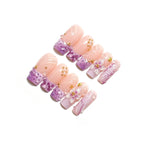 Press-On Nails Floral & Gem Accents 24-Piece Reusable