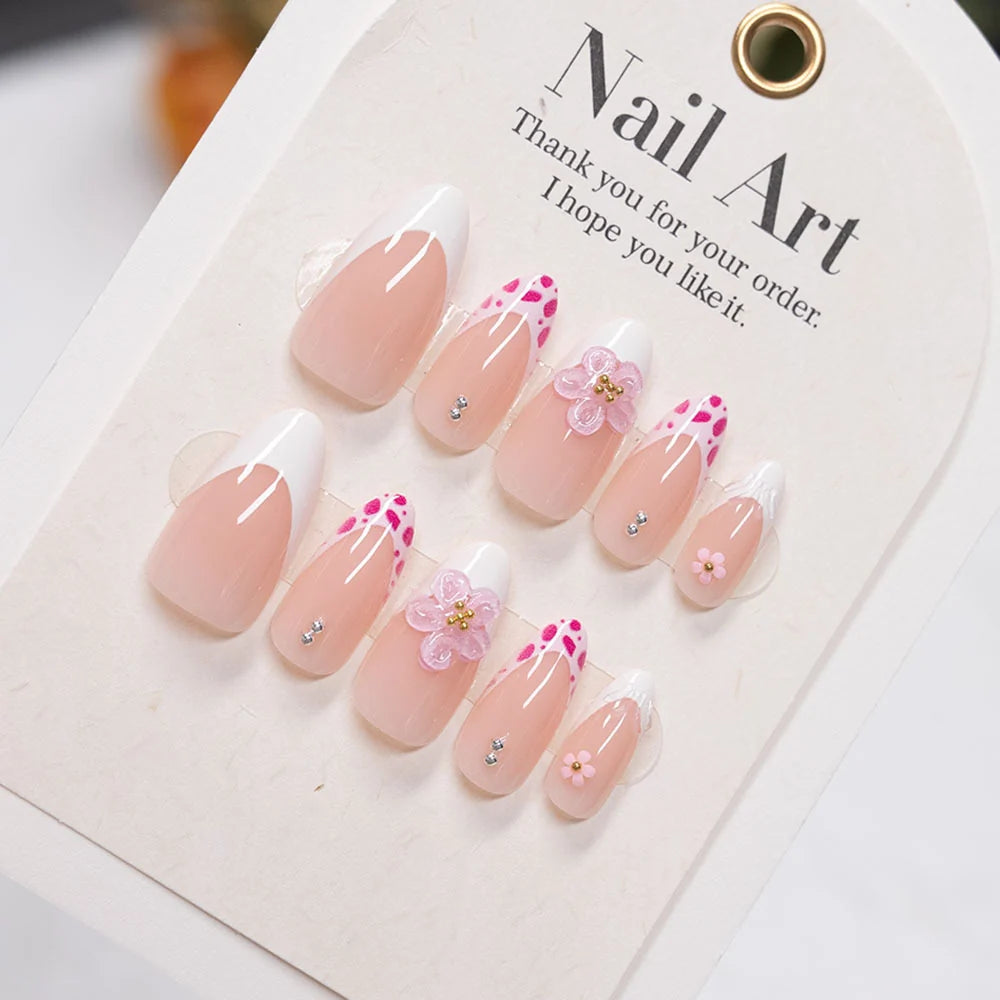 Press-On Nails Floral Gem Accents Easy Application