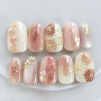 Press-On Nails Floral Gem Accents Easy Apply & Reusable