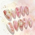 Press-On Nails Floral Gem Accents Easy Apply & Reusable
