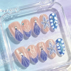 Press-On Nails Floral Gem Embellished Chip-Resistant