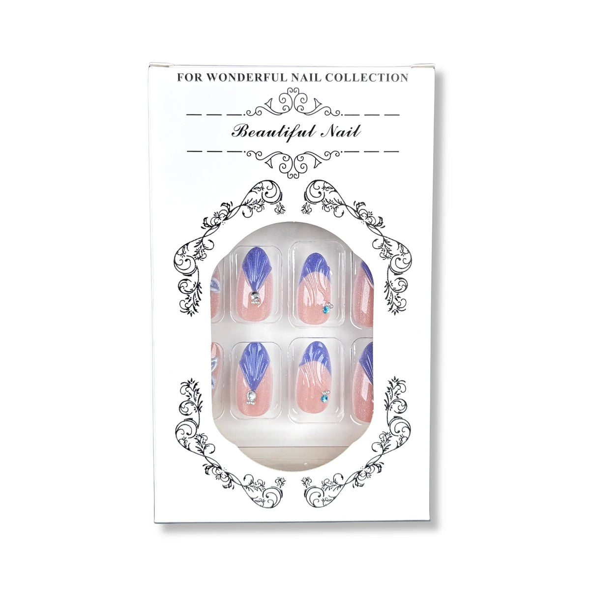 Press-On Nails Floral Gem Embellished Chip-Resistant