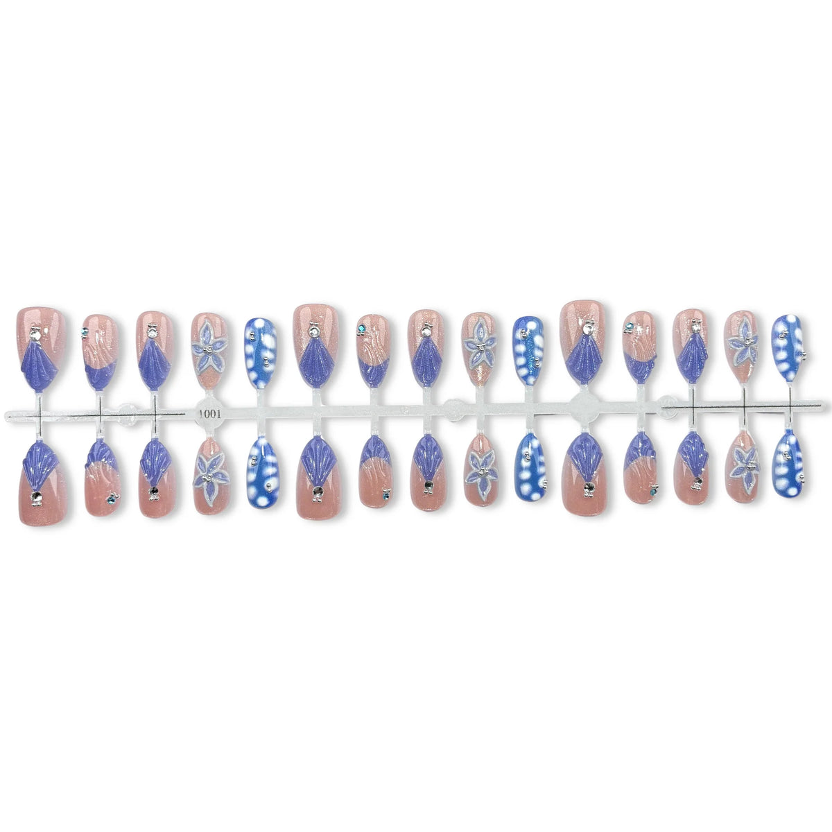 Press-On Nails Floral Gem Embellished Chip-Resistant