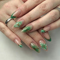 Press-On Nails Floral & Gem Embellished Easy Application