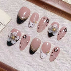 Press-On Nails Floral & Gem Embellished Reusable