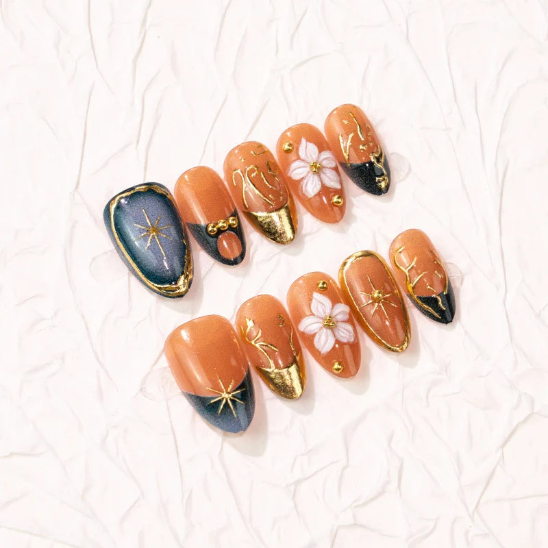 Press-On Nails Floral & Gemstone Acrylic Comfort Fit