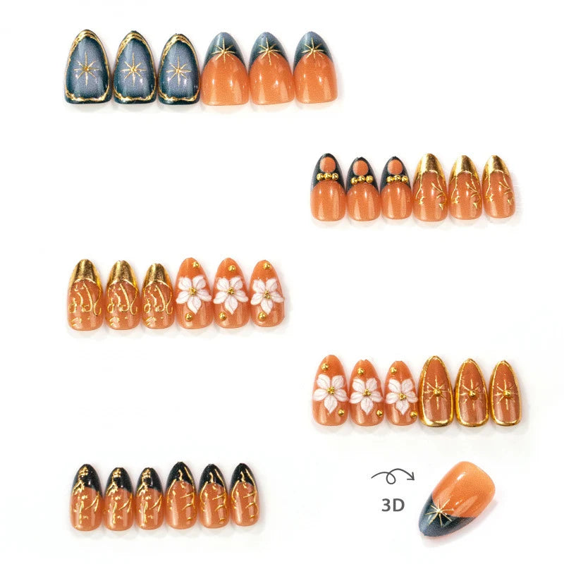 Press-On Nails Floral & Gemstone Acrylic Comfort Fit