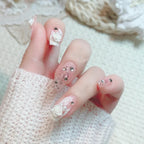 Press-On Nails Floral & Gemstone Peel-And-Stick Long-Lasting
