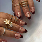 Press-On Nails Floral Gemstone Quick-Apply & Reusable