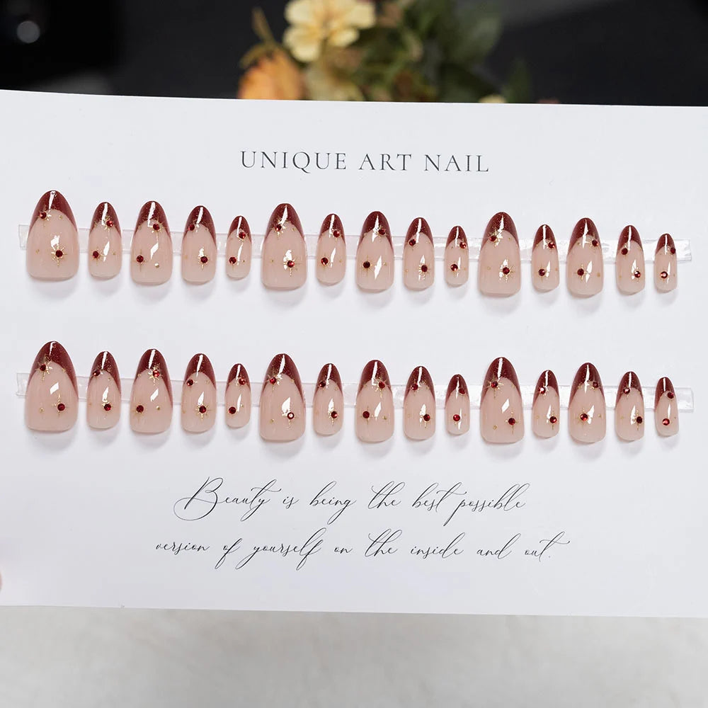Press-On Nails Floral Gemstone Quick-Apply & Reusable