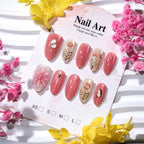 Press-On Nails Floral Gemstone Reusable Multiple Sizes