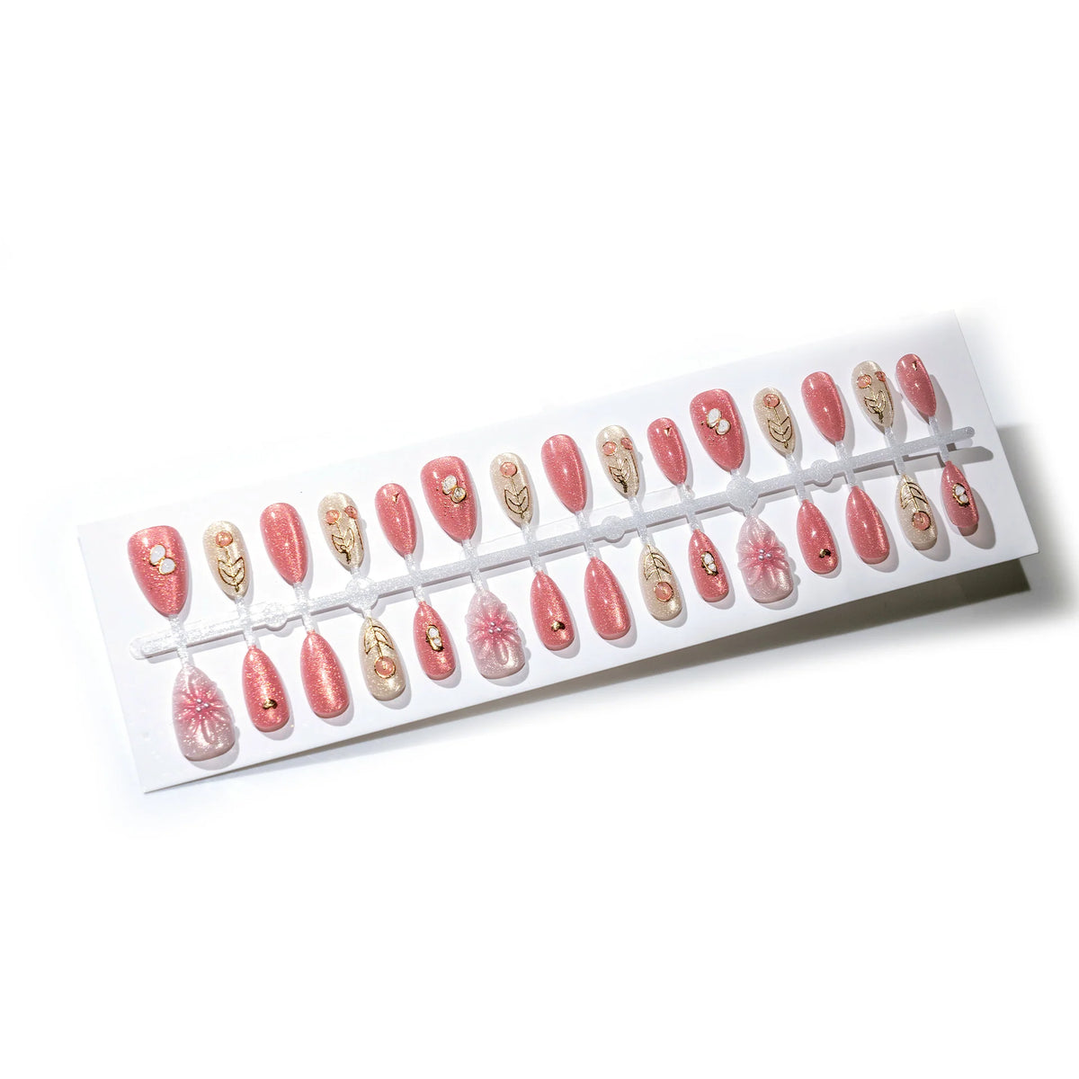 Press-On Nails Floral Gemstone Reusable Multiple Sizes
