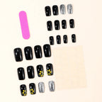 Press-On Nails Floral Glitter Easy Application & Long-Lasting