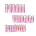 Press-On Nails Floral Glitter Full-Cover Fit