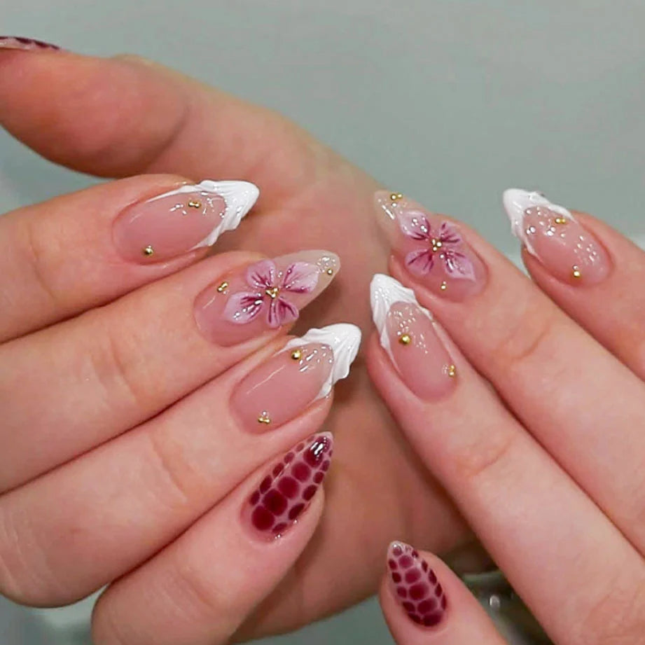 Press-On Nails Floral & Glitter Glue-Free