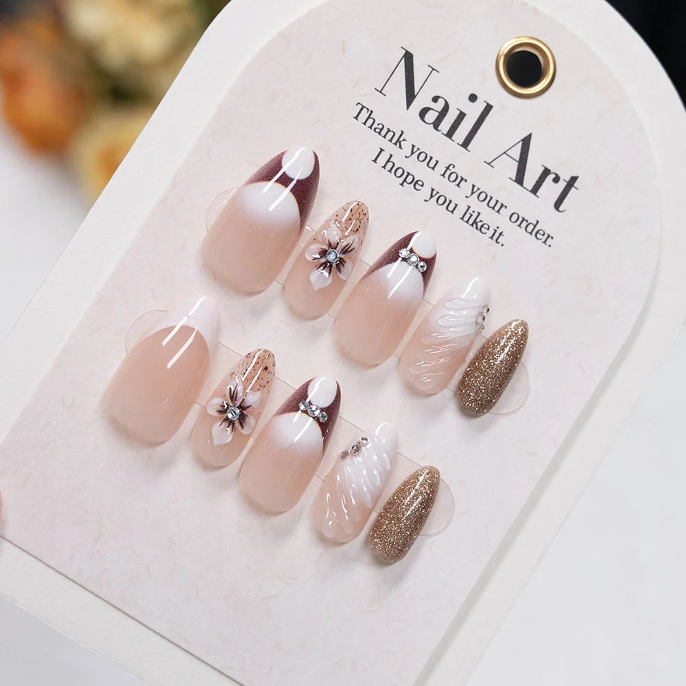 Press-On Nails Floral & Glitter Glue-Free