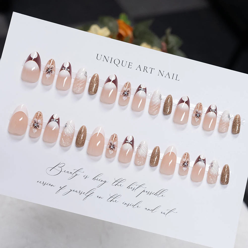 Press-On Nails Floral & Glitter Glue-Free