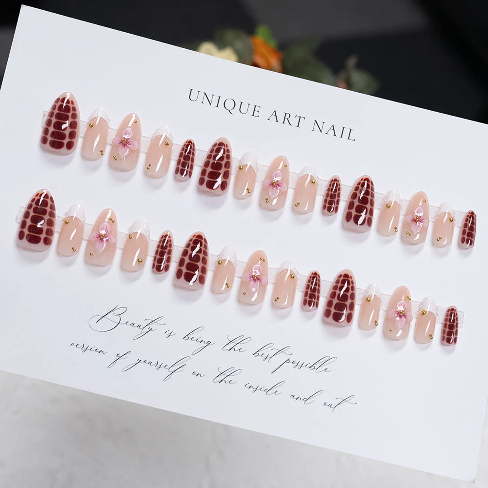 Press-On Nails Floral & Glitter Glue-Free